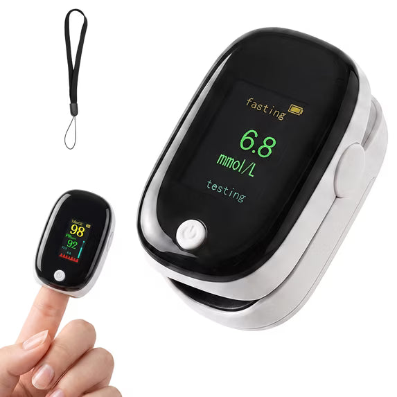 2-in-1 Fingertip Blood Glucose & Oxygen Monitor