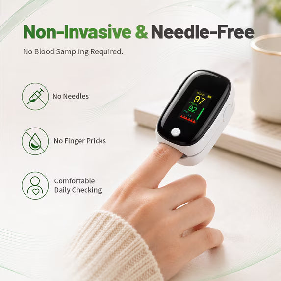 2-in-1 Fingertip Blood Glucose & Oxygen Monitor