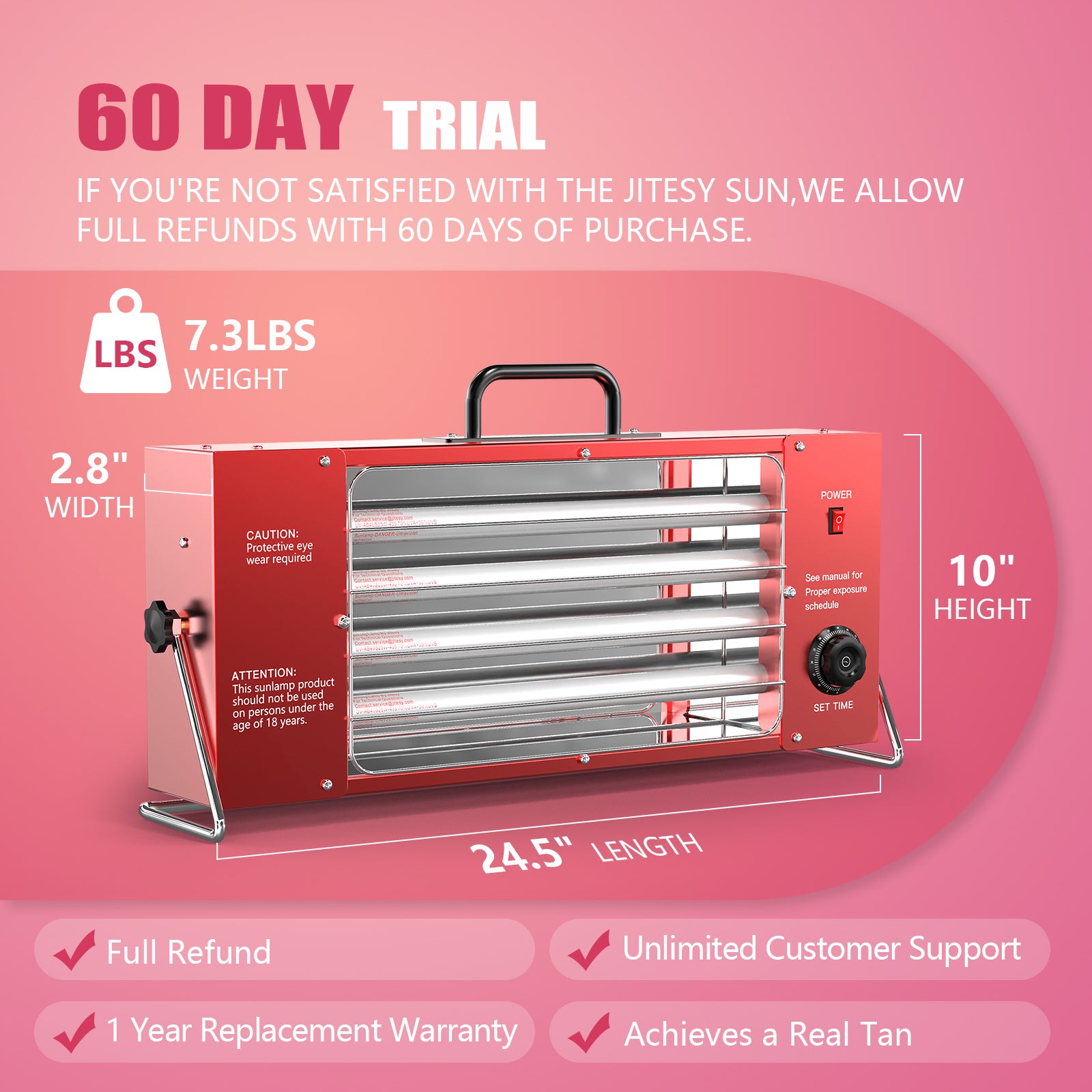 Jitesy Sun Indoor Adjustable UVB/UVA Light Tanning Lamp For Home 5.0