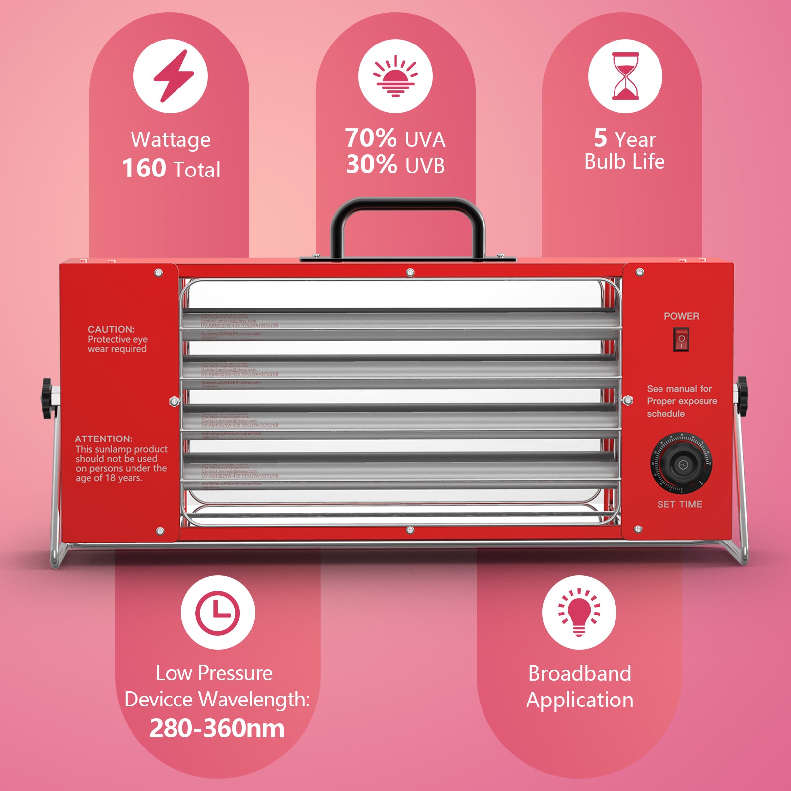 Jitesy Sun Indoor Adjustable UVB/UVA Light Tanning Lamp For Home 5.0