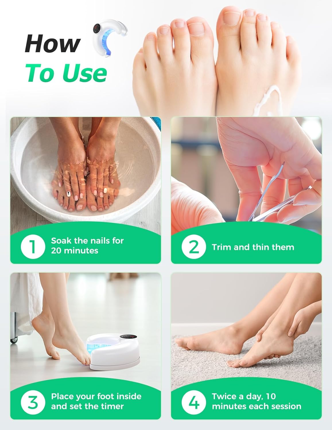 Wireless Nail Fungus Laser Treatment Devices for Multiple Toenails